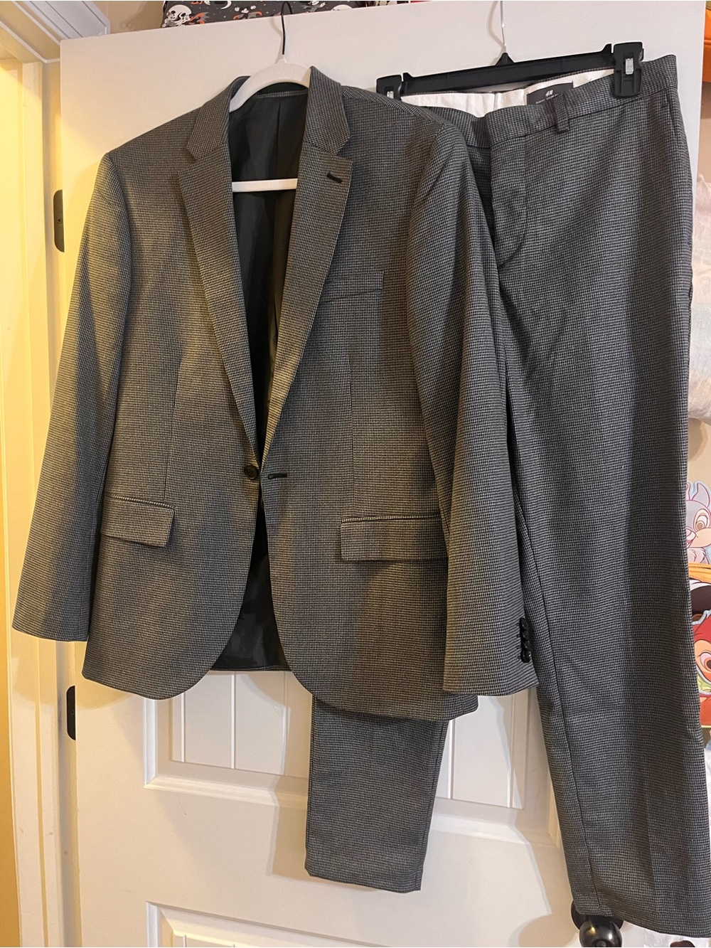 H&M Men's Gray Patterned Two-Piece Suit